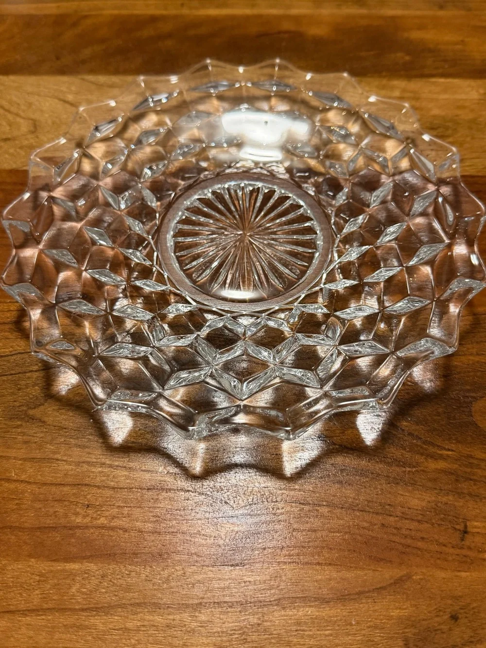 Vintage Fostoria American Clear Glass Trinket Dish 7.75”